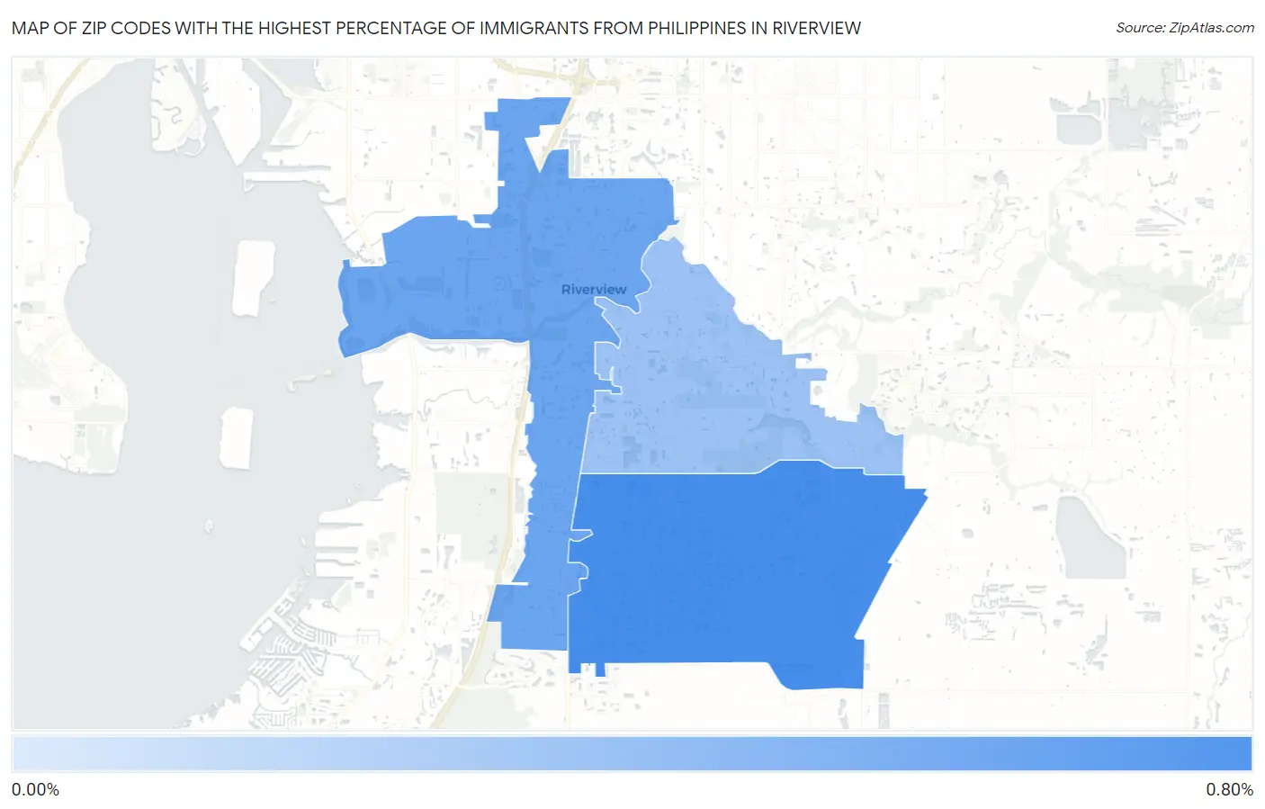 Zip Codes with the Highest Percentage of Immigrants from Philippines in Riverview Map
