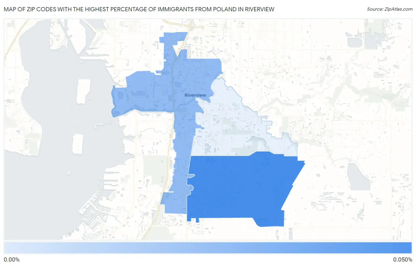 Zip Codes with the Highest Percentage of Immigrants from Poland in Riverview Map