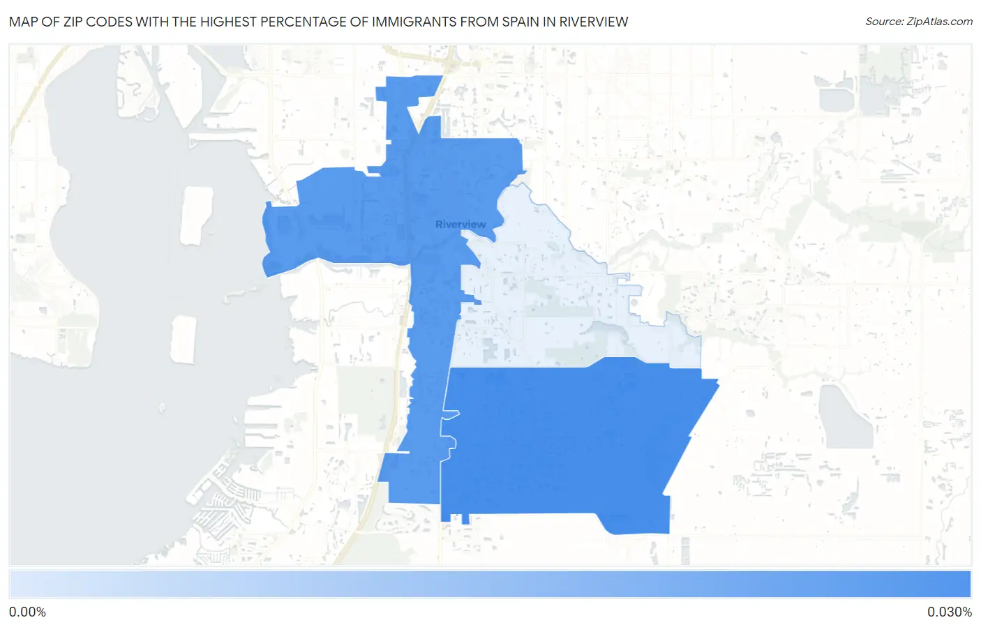 Zip Codes with the Highest Percentage of Immigrants from Spain in Riverview Map