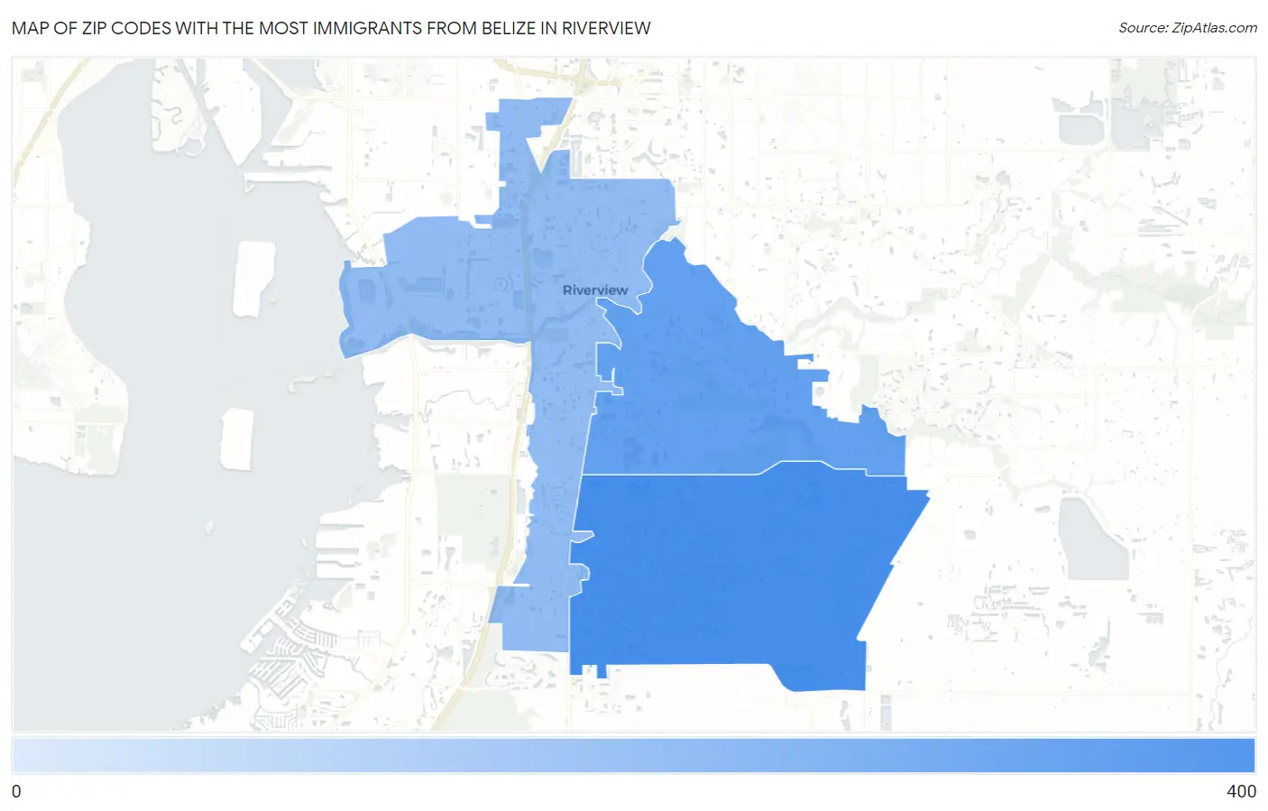Zip Codes with the Most Immigrants from Belize in Riverview Map