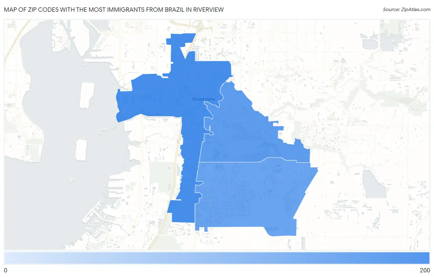Zip Codes with the Most Immigrants from Brazil in Riverview Map