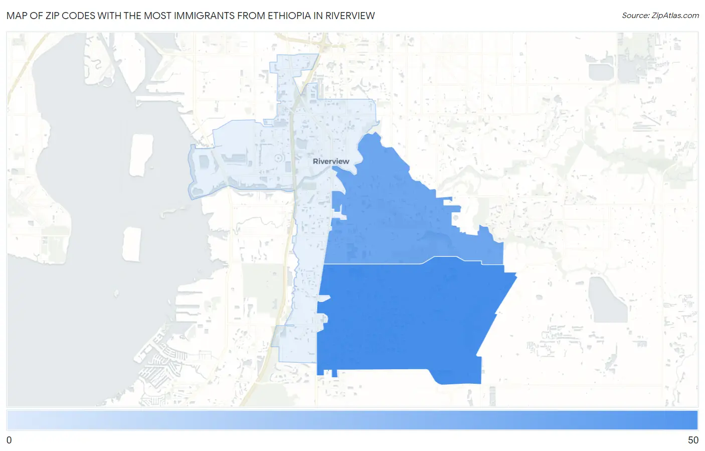 Zip Codes with the Most Immigrants from Ethiopia in Riverview Map