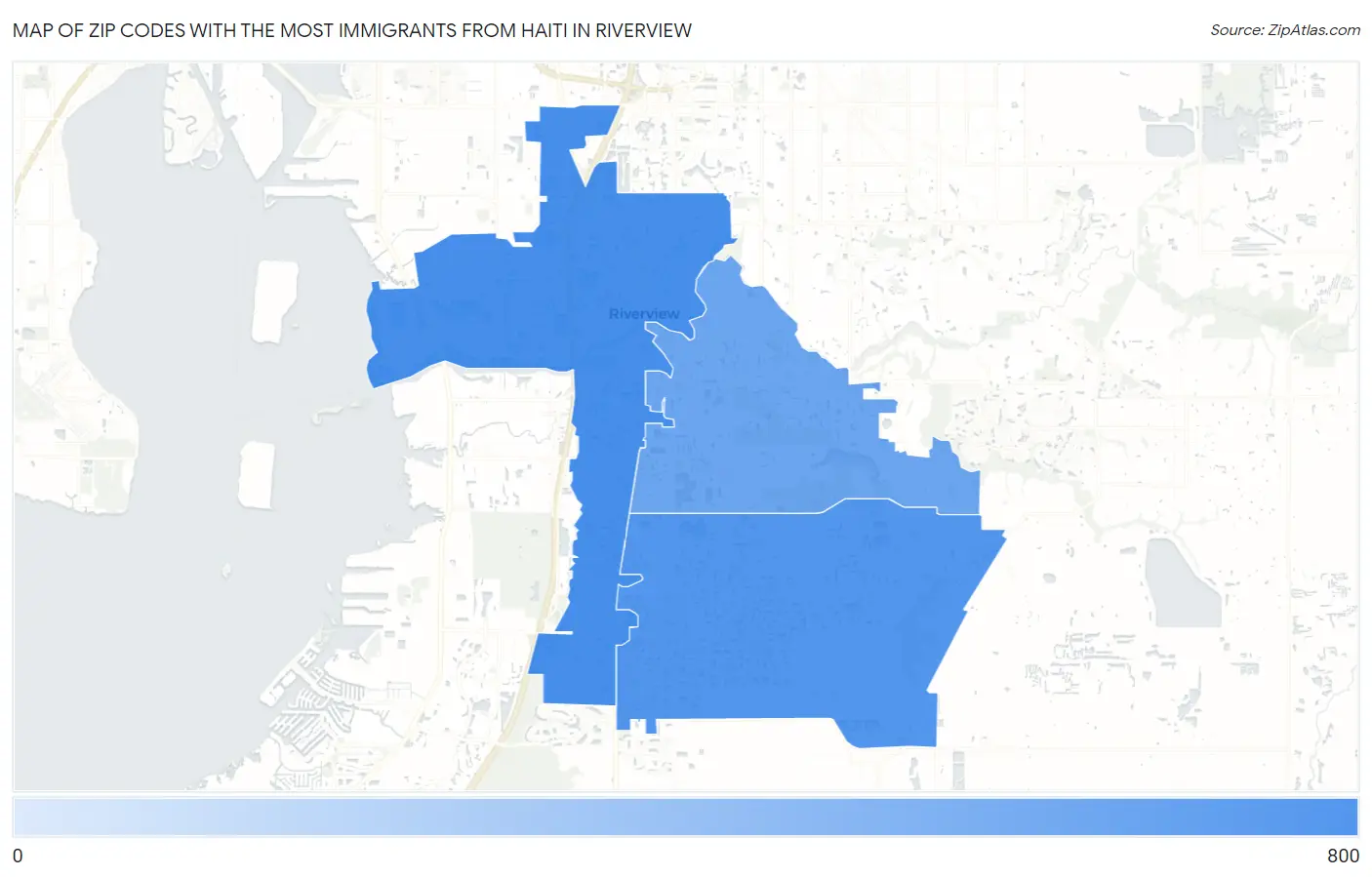 Zip Codes with the Most Immigrants from Haiti in Riverview Map