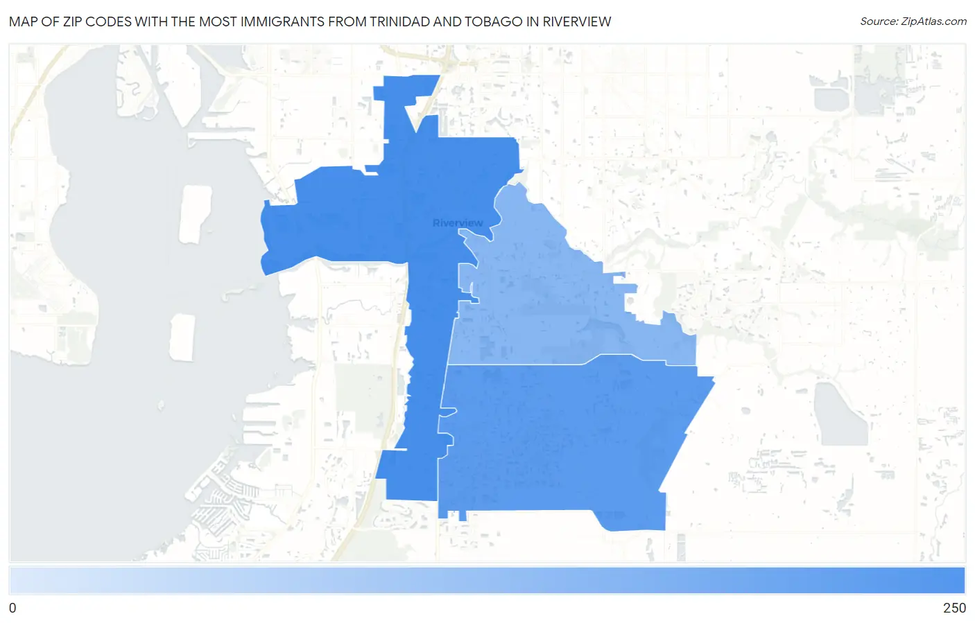 Zip Codes with the Most Immigrants from Trinidad and Tobago in Riverview Map