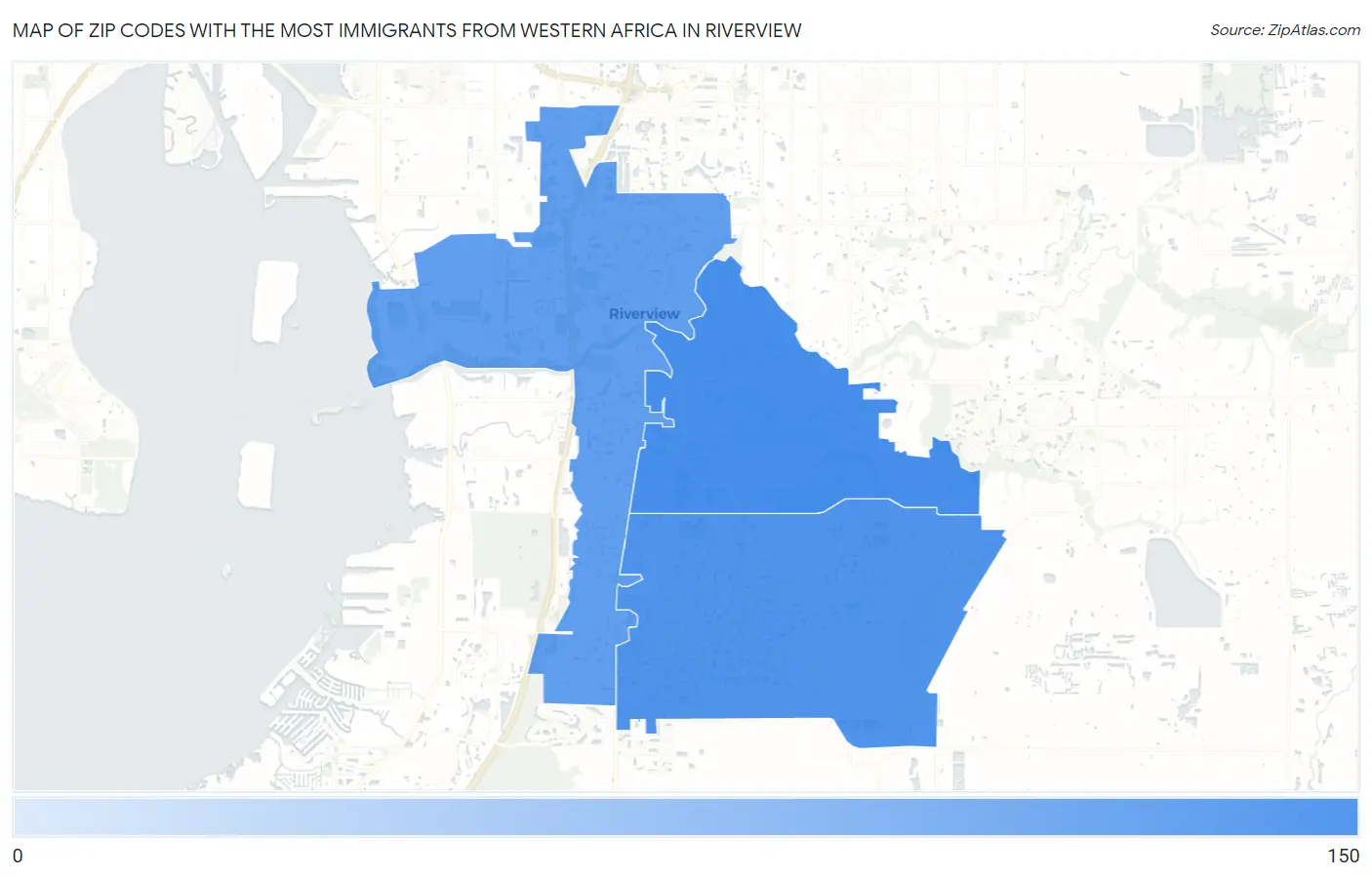 Zip Codes with the Most Immigrants from Western Africa in Riverview Map