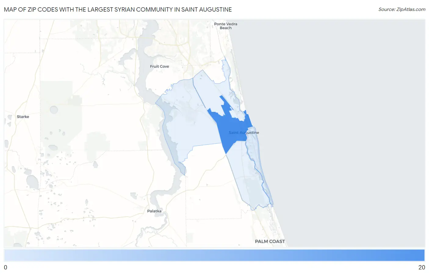 Zip Codes with the Largest Syrian Community in Saint Augustine Map