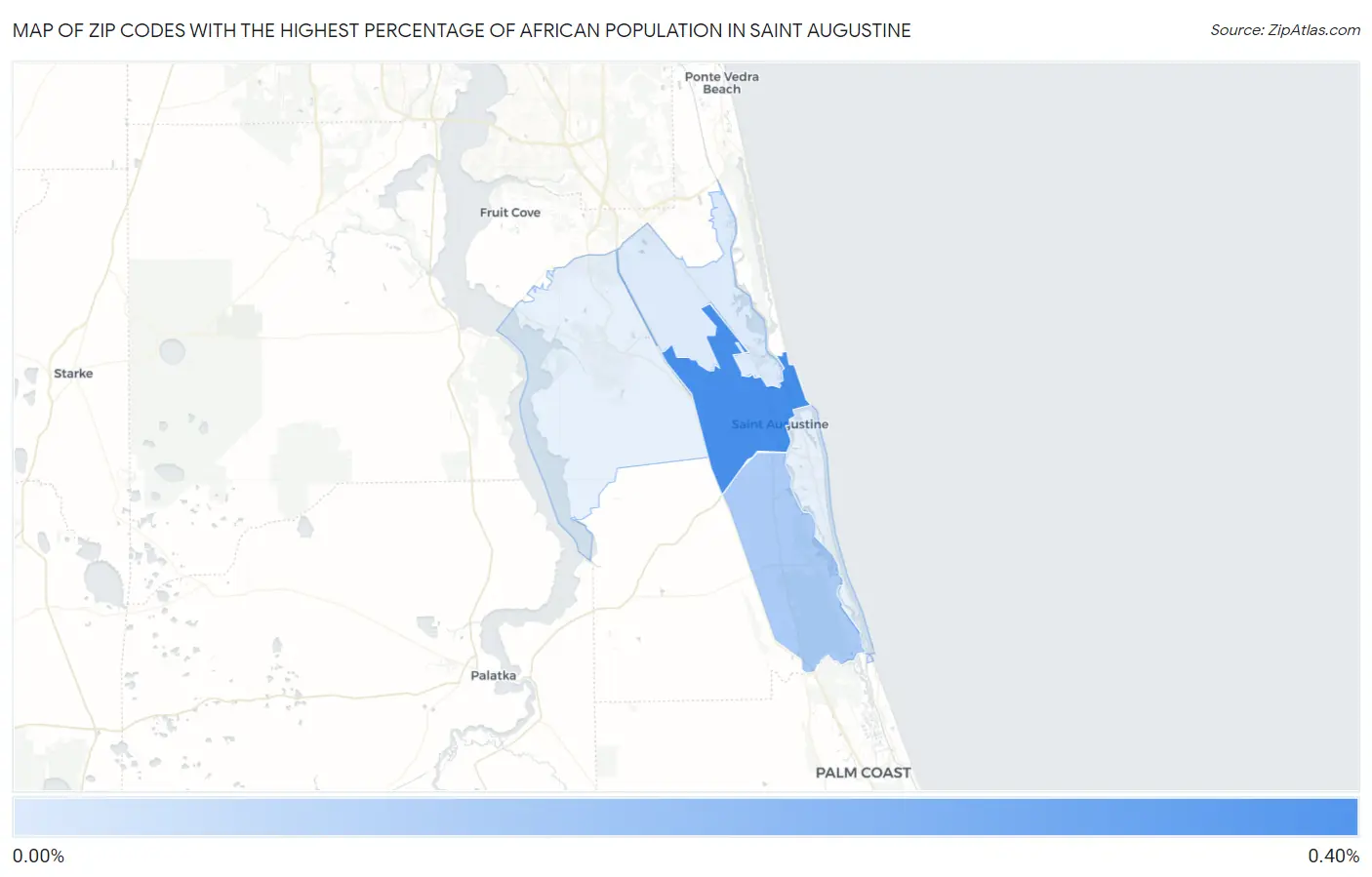 Zip Codes with the Highest Percentage of African Population in Saint Augustine Map
