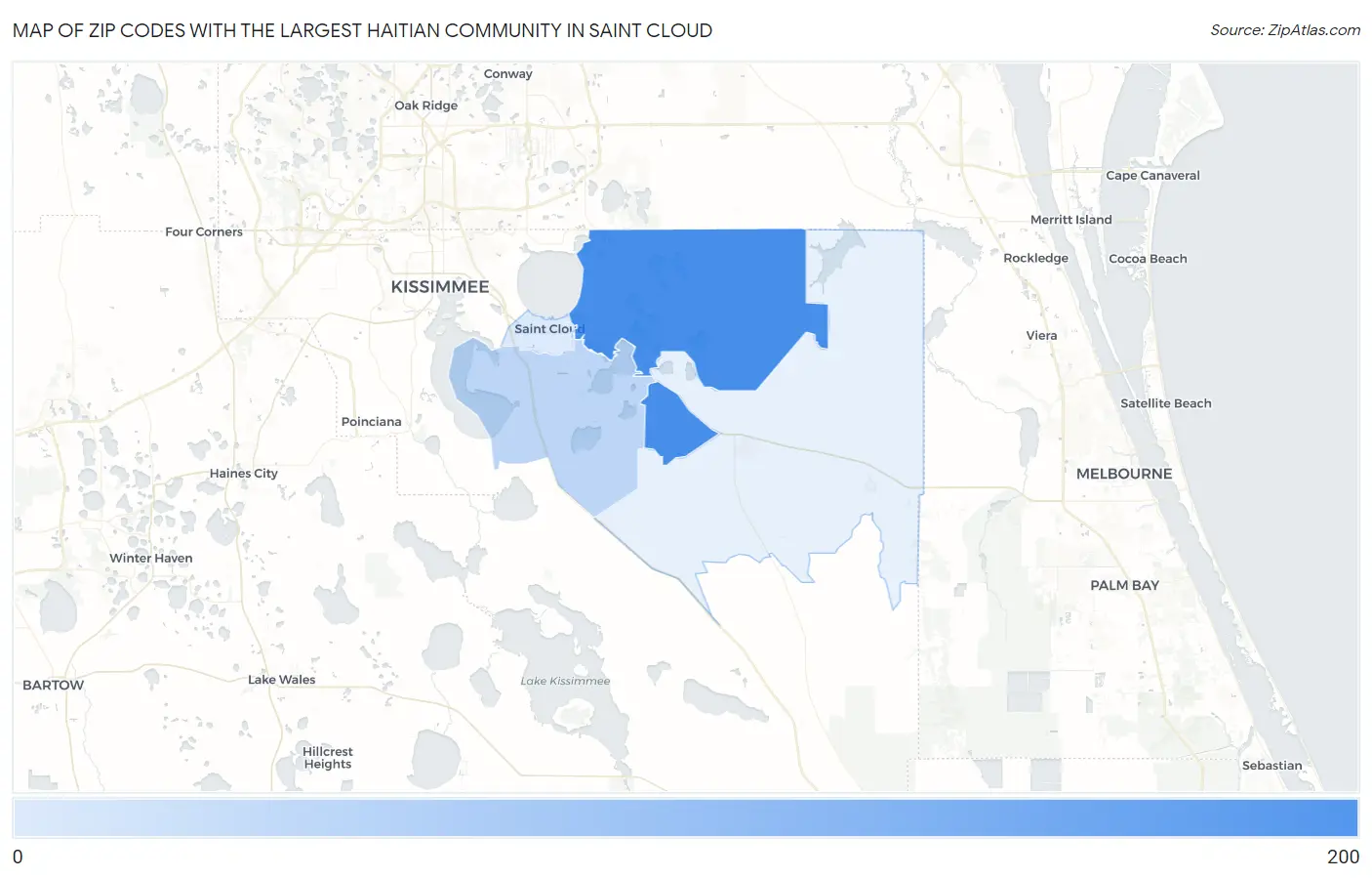 Zip Codes with the Largest Haitian Community in Saint Cloud Map