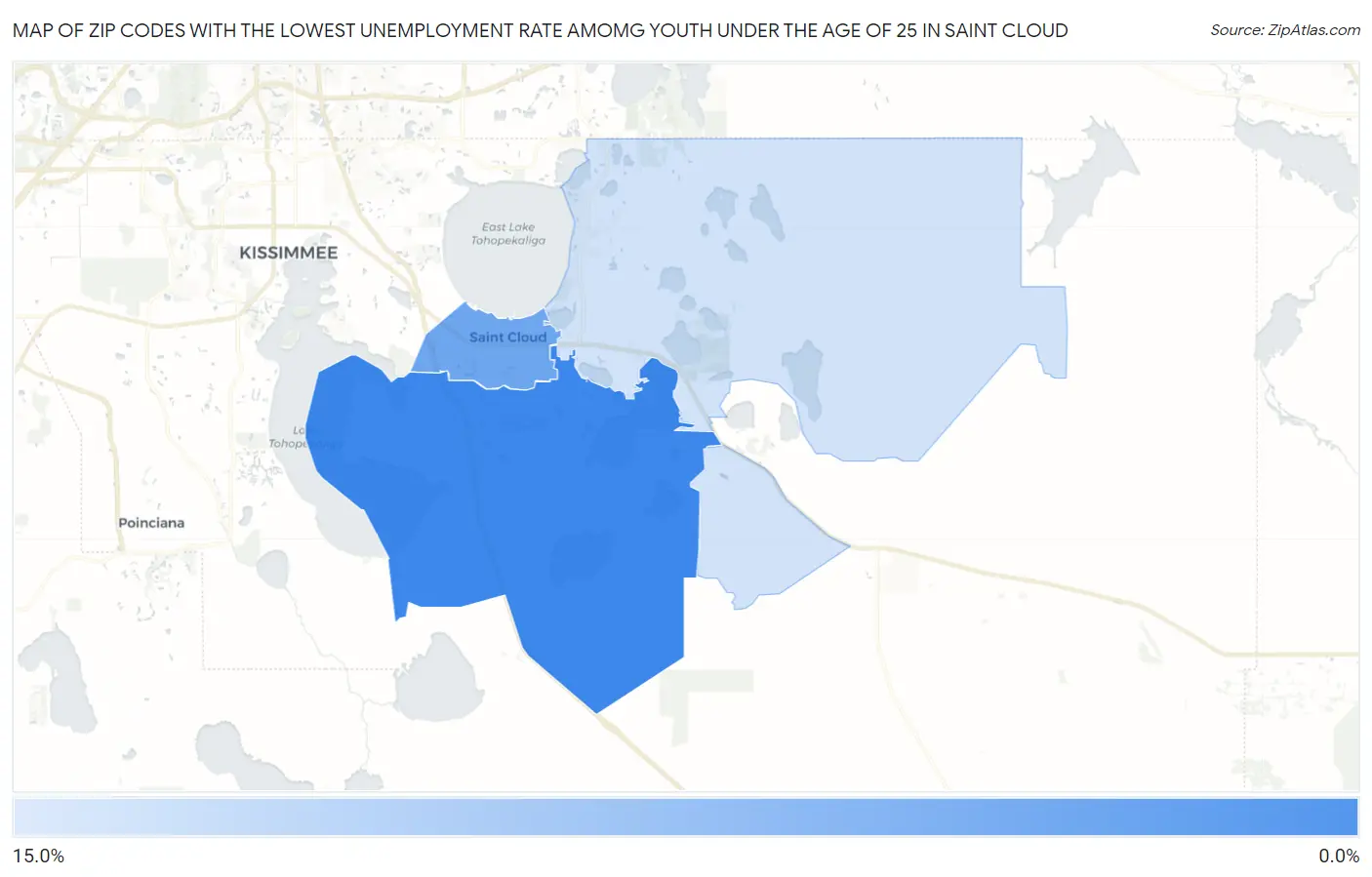 Zip Codes with the Lowest Unemployment Rate Amomg Youth Under the Age of 25 in Saint Cloud Map