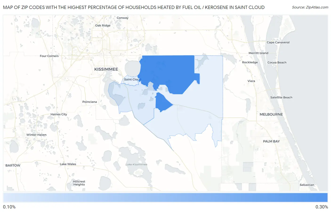 Zip Codes with the Highest Percentage of Households Heated by Fuel Oil / Kerosene in Saint Cloud Map