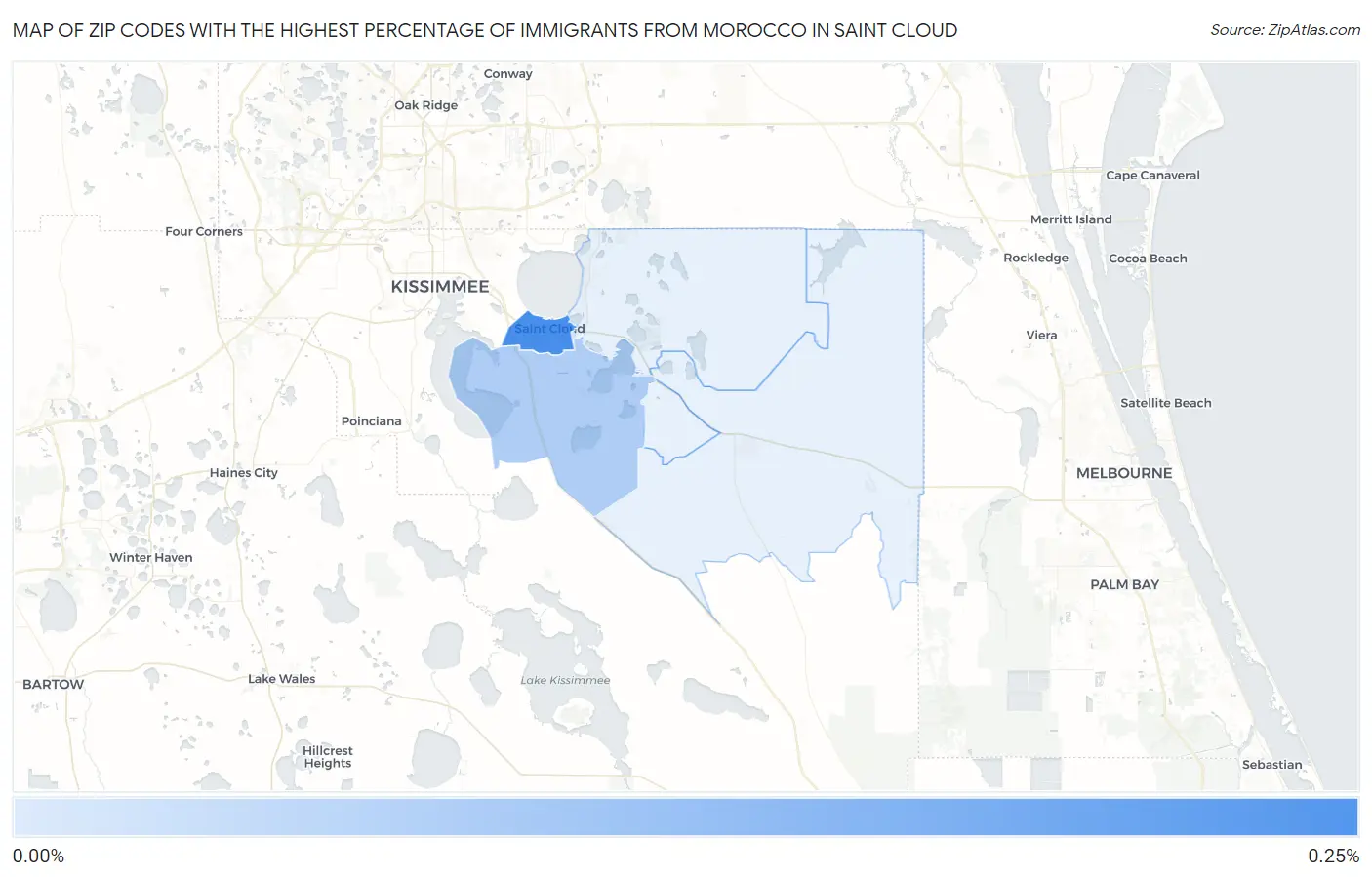 Zip Codes with the Highest Percentage of Immigrants from Morocco in Saint Cloud Map