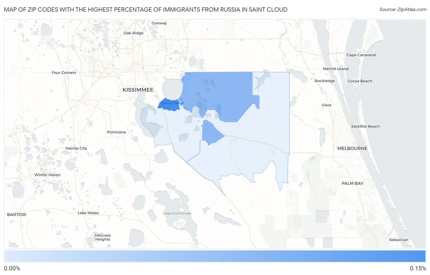 Zip Codes with the Highest Percentage of Immigrants from Russia in Saint Cloud Map