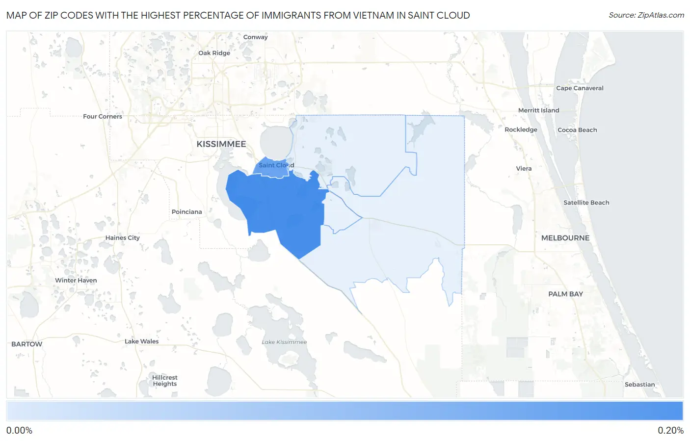 Zip Codes with the Highest Percentage of Immigrants from Vietnam in Saint Cloud Map
