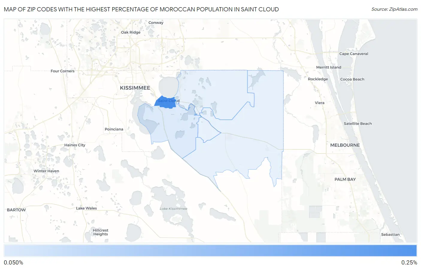 Zip Codes with the Highest Percentage of Moroccan Population in Saint Cloud Map