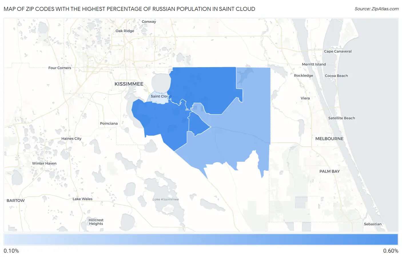 Zip Codes with the Highest Percentage of Russian Population in Saint Cloud Map