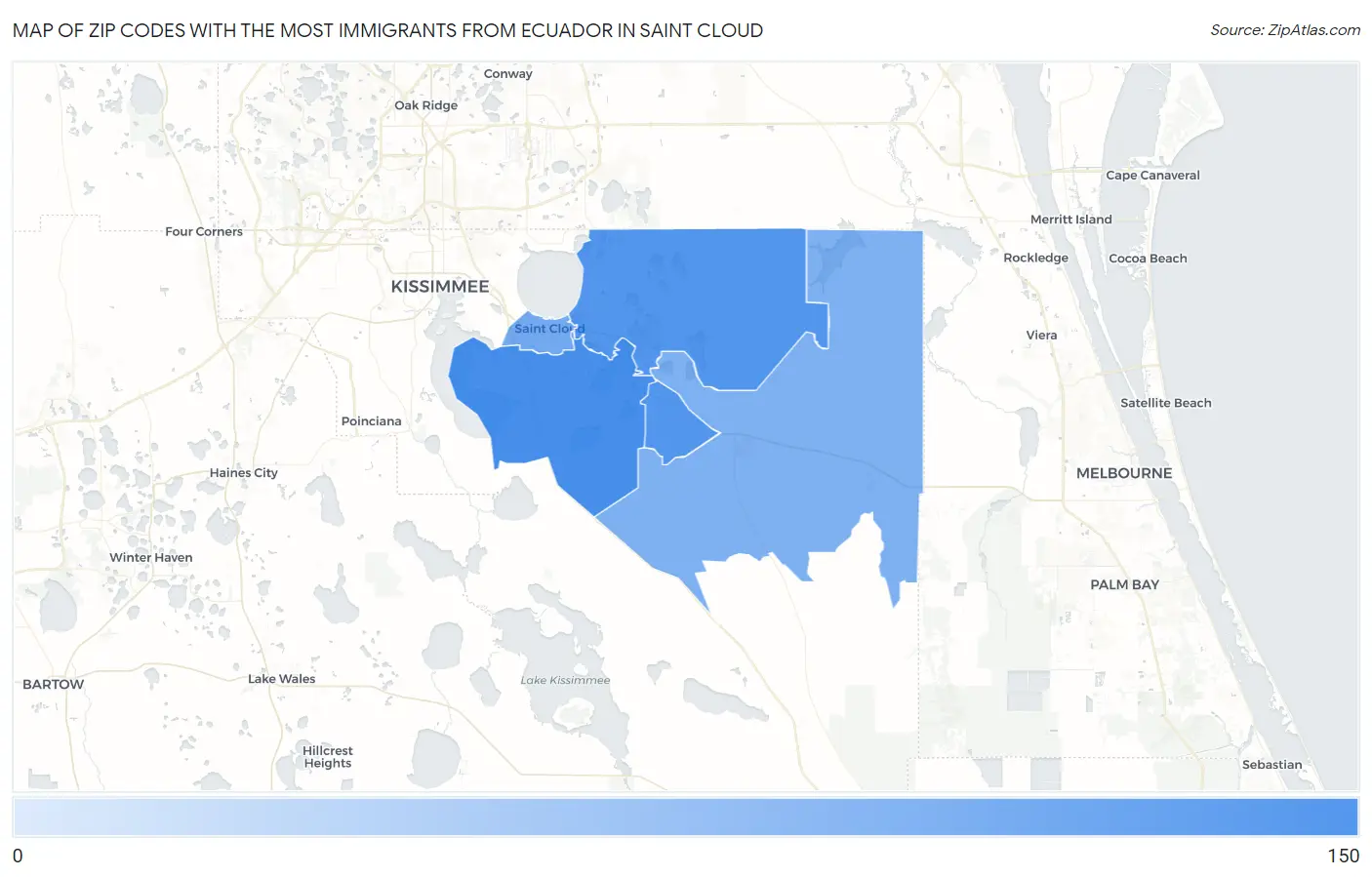 Zip Codes with the Most Immigrants from Ecuador in Saint Cloud Map