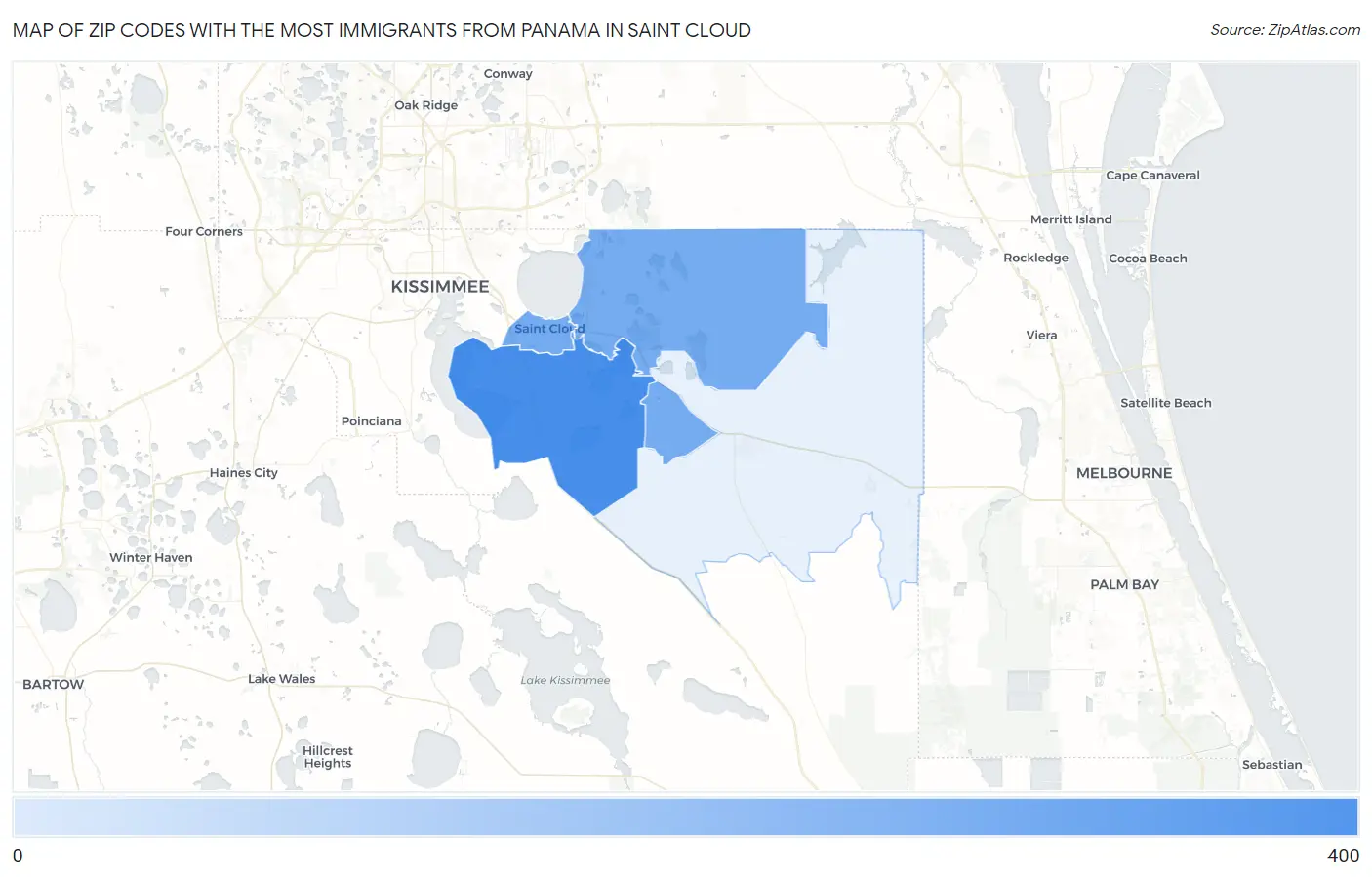 Zip Codes with the Most Immigrants from Panama in Saint Cloud Map