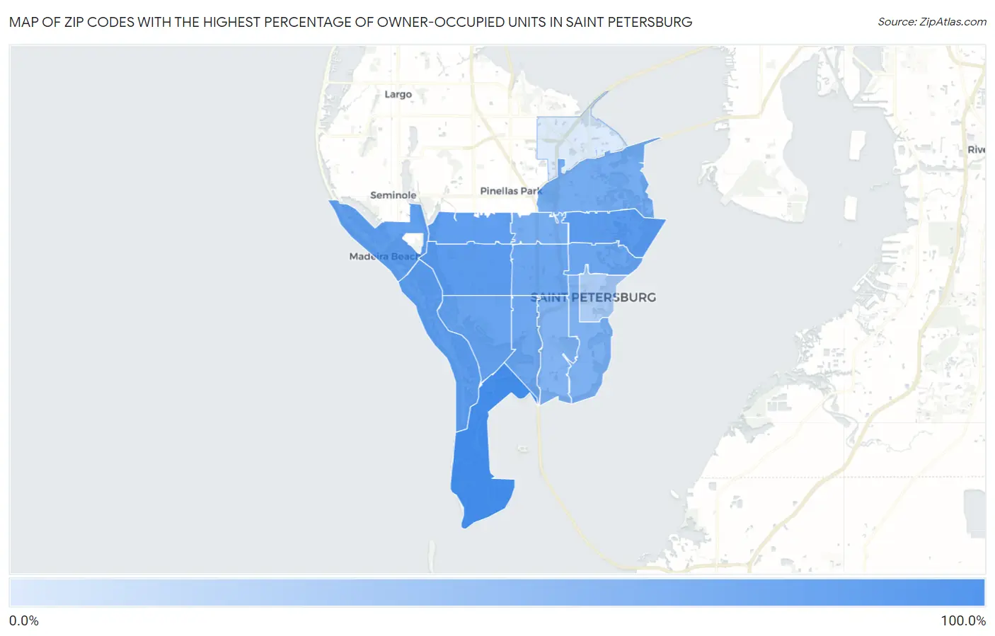 Zip Codes with the Highest Percentage of Owner-Occupied Units in Saint Petersburg Map