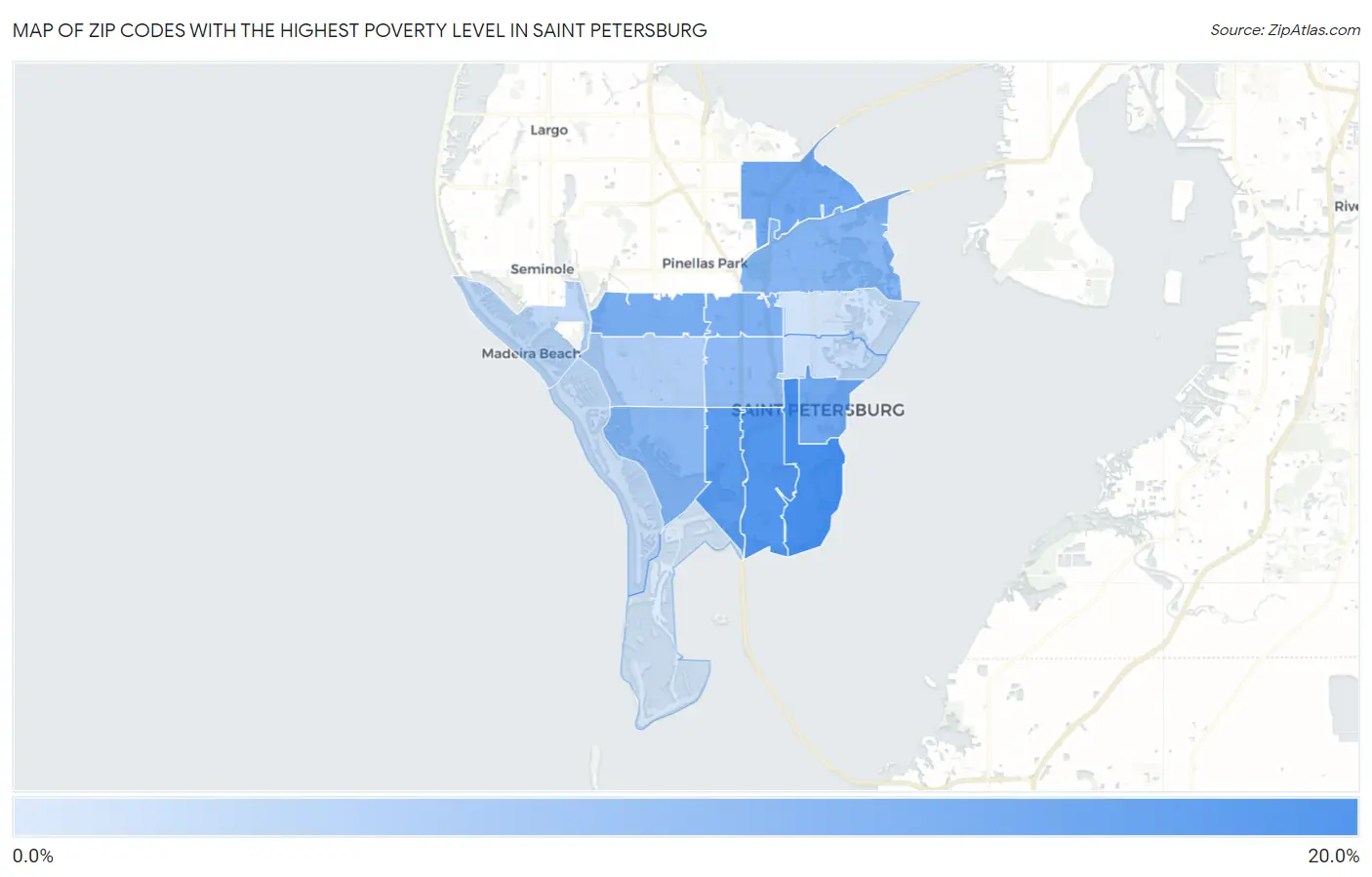 Zip Codes with the Highest Poverty Level in Saint Petersburg Map
