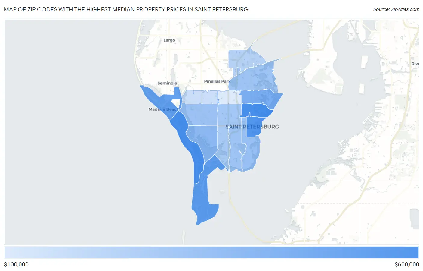 Zip Codes with the Highest Median Property Prices in Saint Petersburg Map