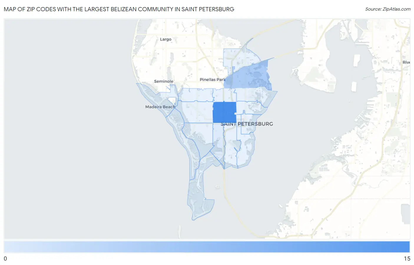 Zip Codes with the Largest Belizean Community in Saint Petersburg Map