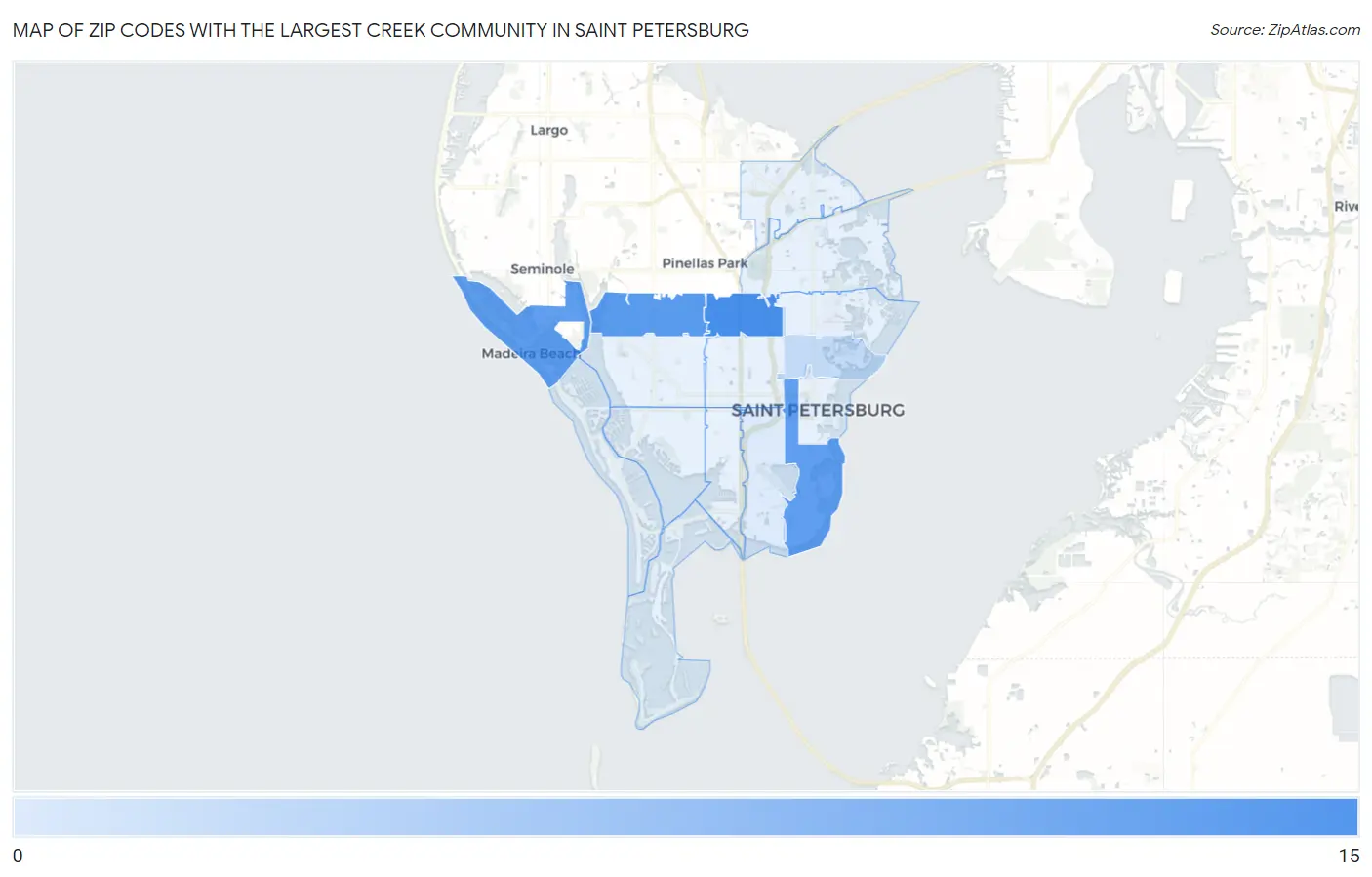 Zip Codes with the Largest Creek Community in Saint Petersburg Map