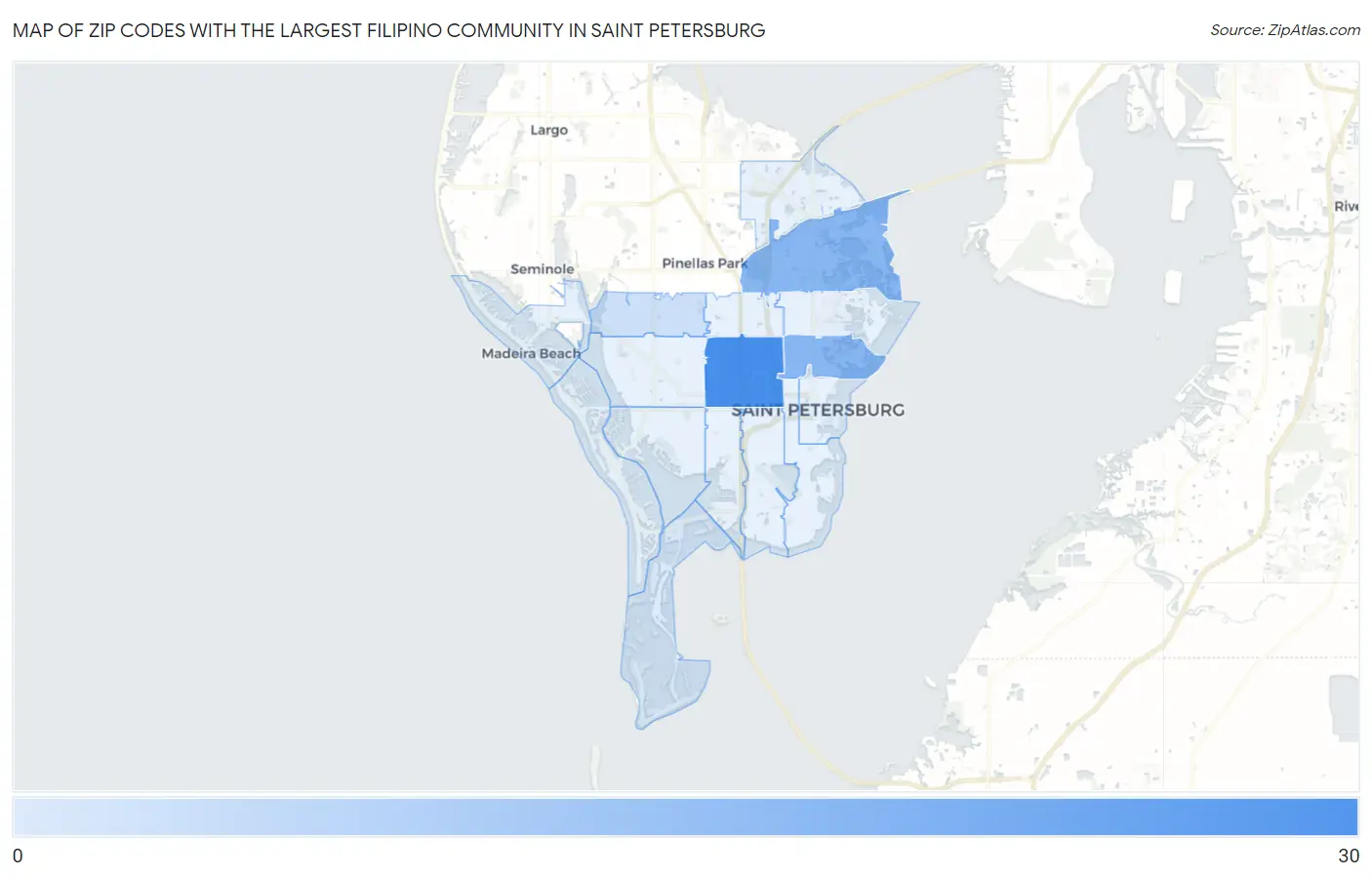 Zip Codes with the Largest Filipino Community in Saint Petersburg Map