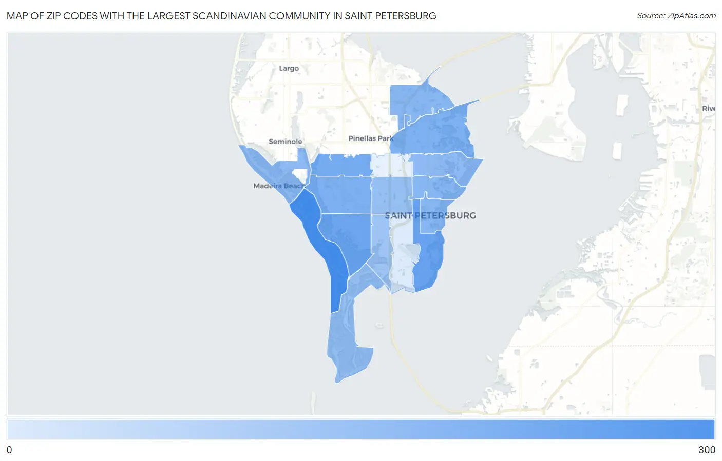 Zip Codes with the Largest Scandinavian Community in Saint Petersburg Map