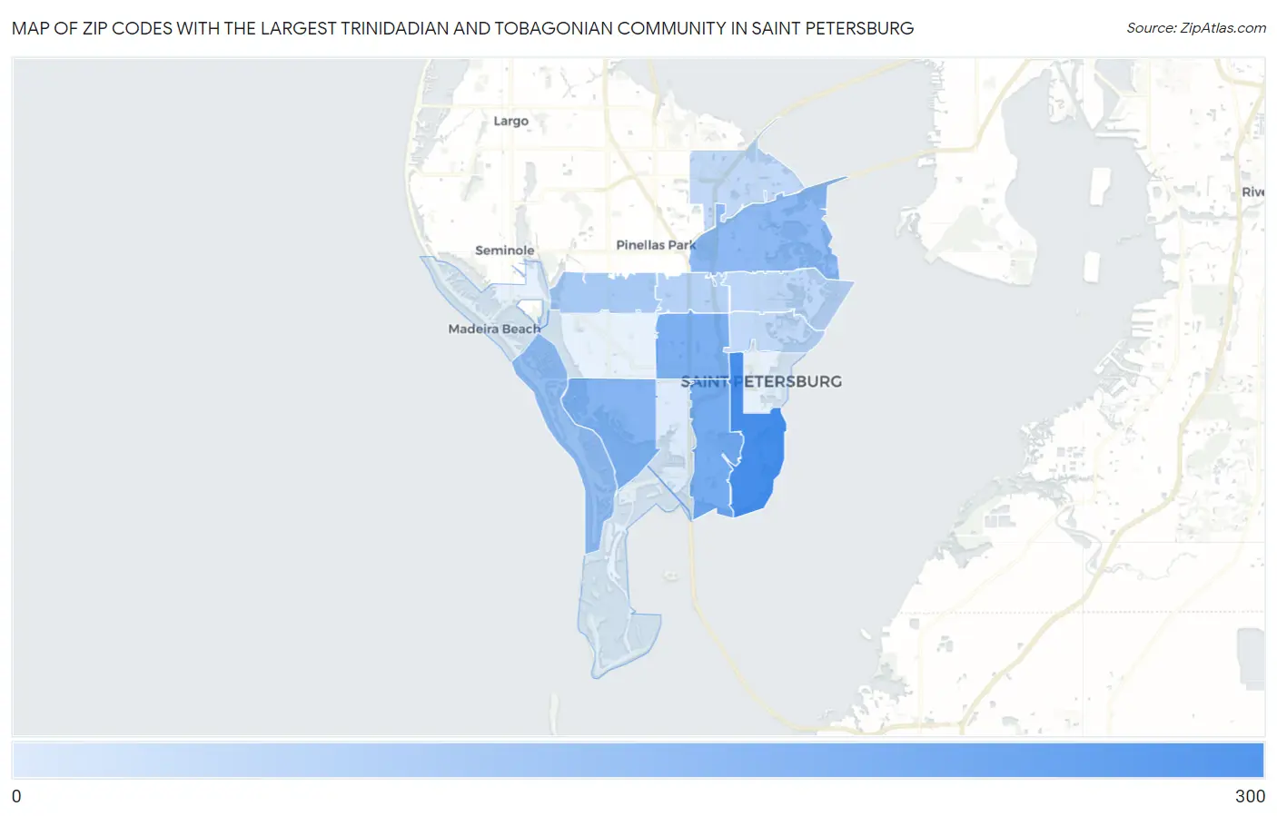 Zip Codes with the Largest Trinidadian and Tobagonian Community in Saint Petersburg Map