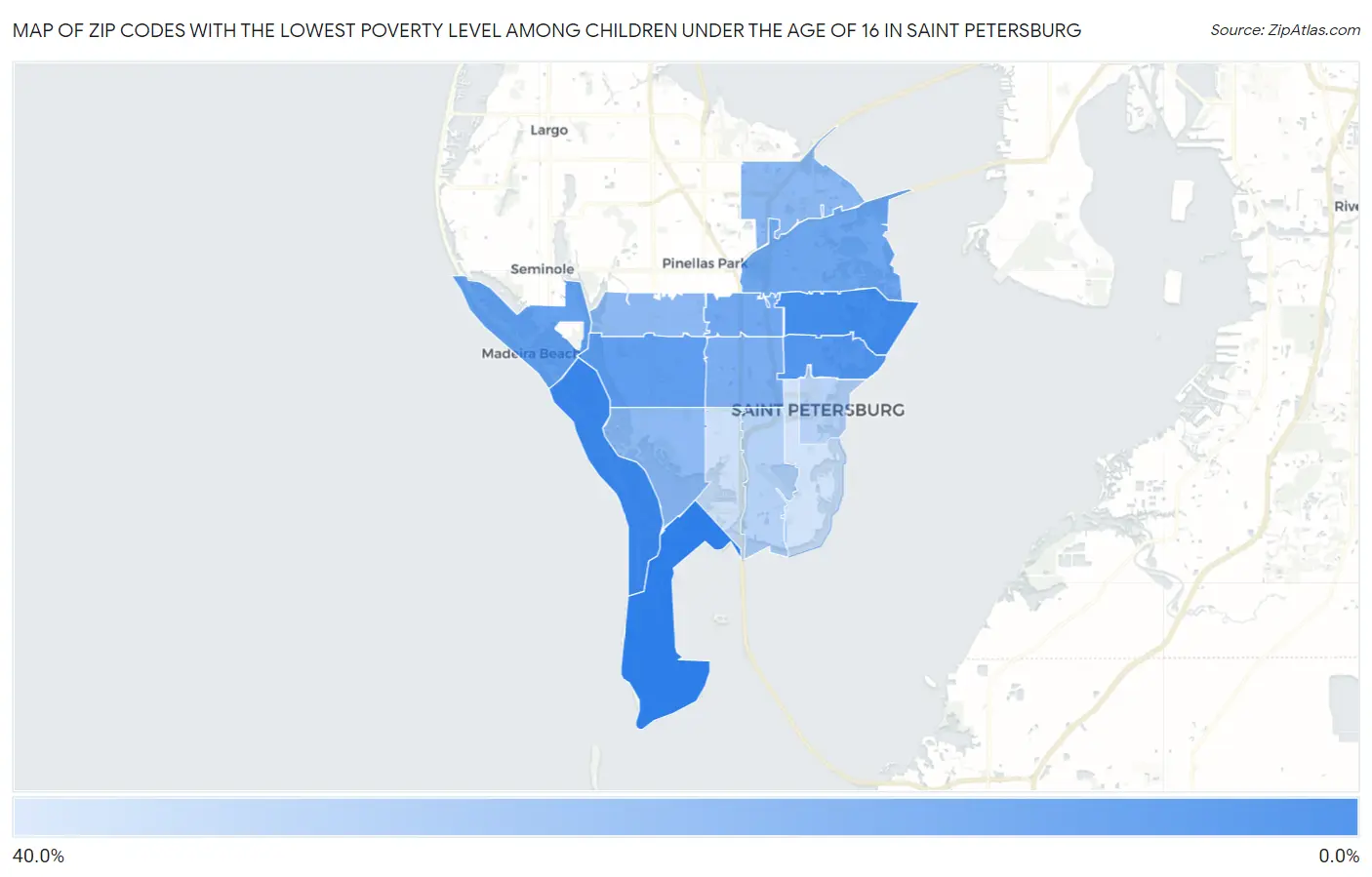 Zip Codes with the Lowest Poverty Level Among Children Under the Age of 16 in Saint Petersburg Map