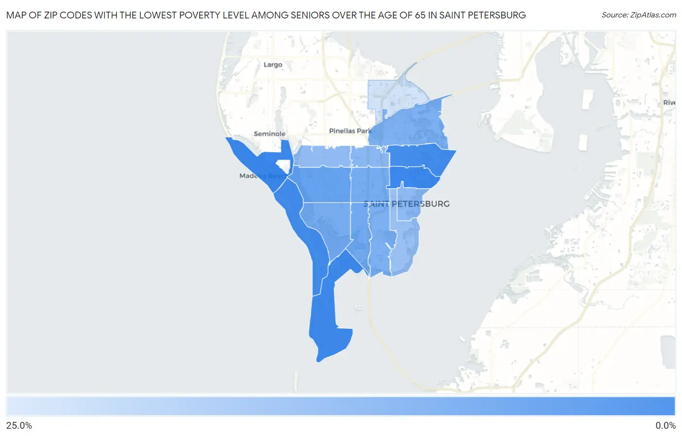 Zip Codes with the Lowest Poverty Level Among Seniors Over the Age of 65 in Saint Petersburg Map