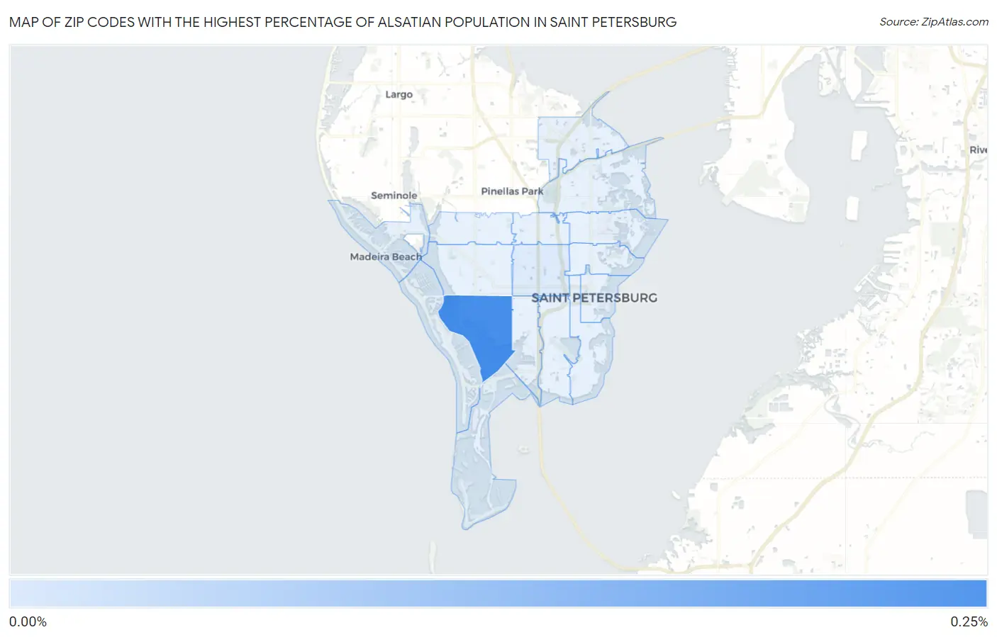 Zip Codes with the Highest Percentage of Alsatian Population in Saint Petersburg Map