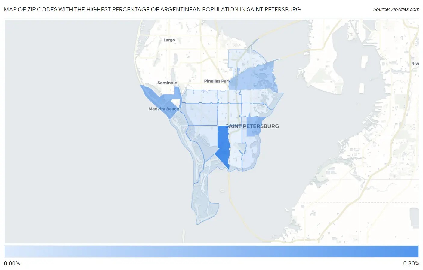 Zip Codes with the Highest Percentage of Argentinean Population in Saint Petersburg Map