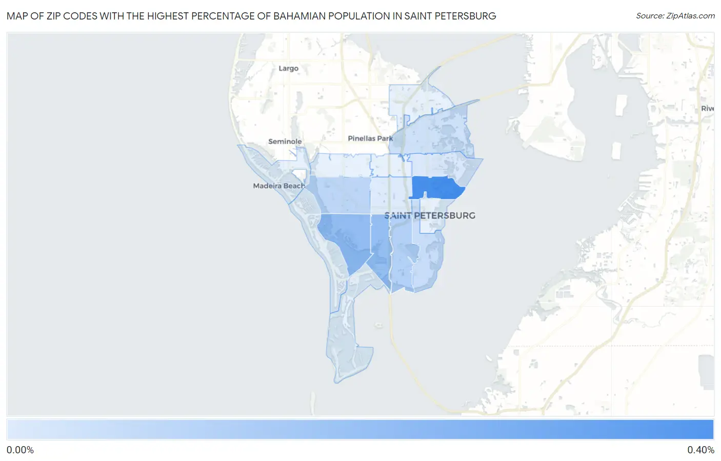Zip Codes with the Highest Percentage of Bahamian Population in Saint Petersburg Map
