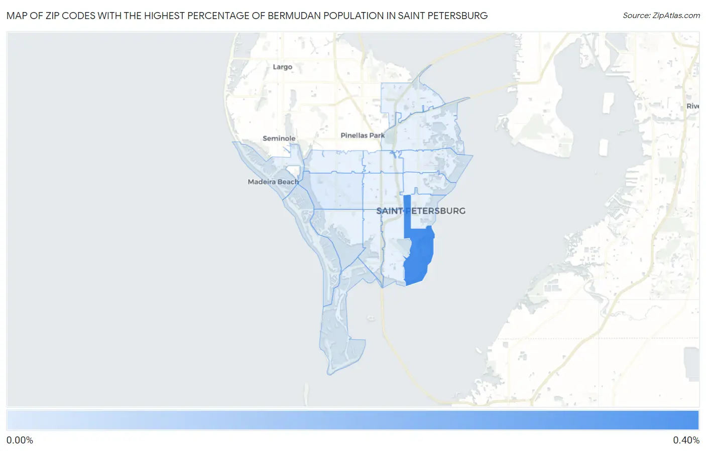 Zip Codes with the Highest Percentage of Bermudan Population in Saint Petersburg Map