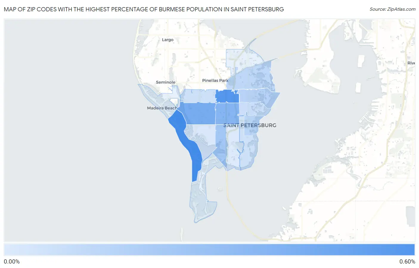 Zip Codes with the Highest Percentage of Burmese Population in Saint Petersburg Map