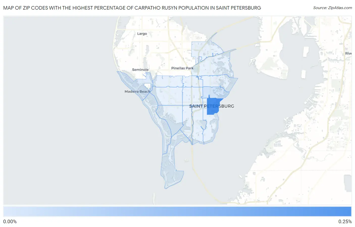 Zip Codes with the Highest Percentage of Carpatho Rusyn Population in Saint Petersburg Map