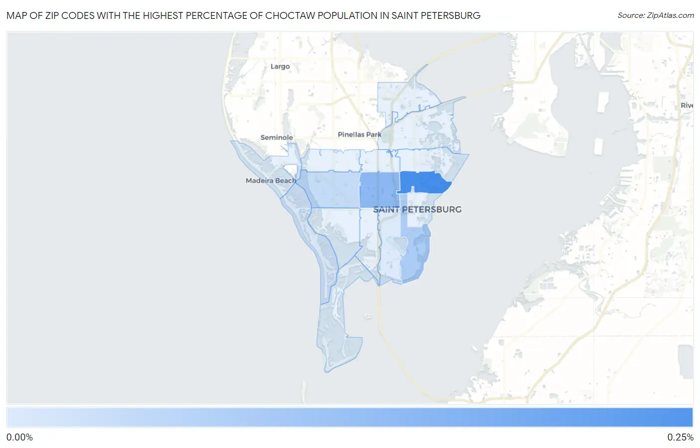Zip Codes with the Highest Percentage of Choctaw Population in Saint Petersburg Map