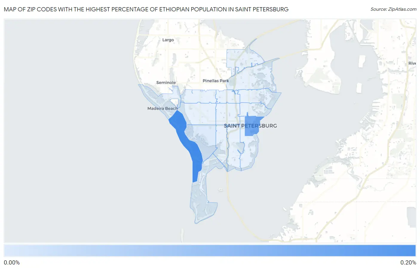 Zip Codes with the Highest Percentage of Ethiopian Population in Saint Petersburg Map