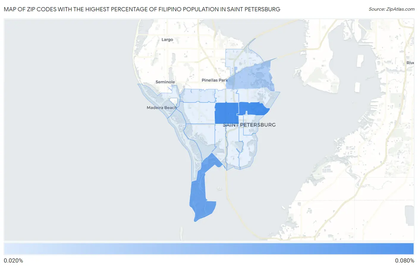 Zip Codes with the Highest Percentage of Filipino Population in Saint Petersburg Map