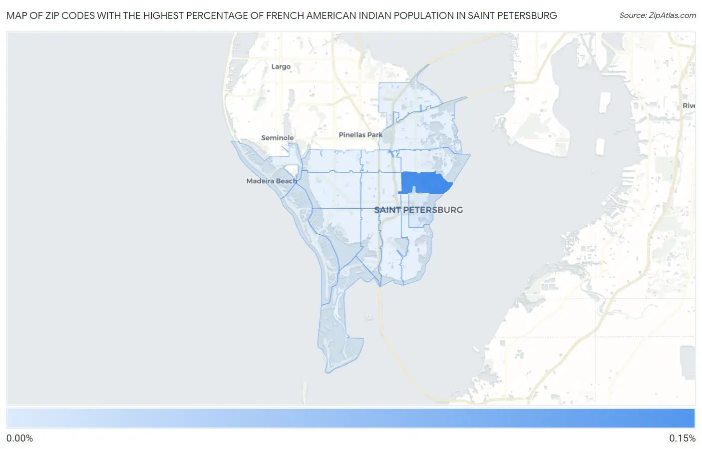 Zip Codes with the Highest Percentage of French American Indian Population in Saint Petersburg Map