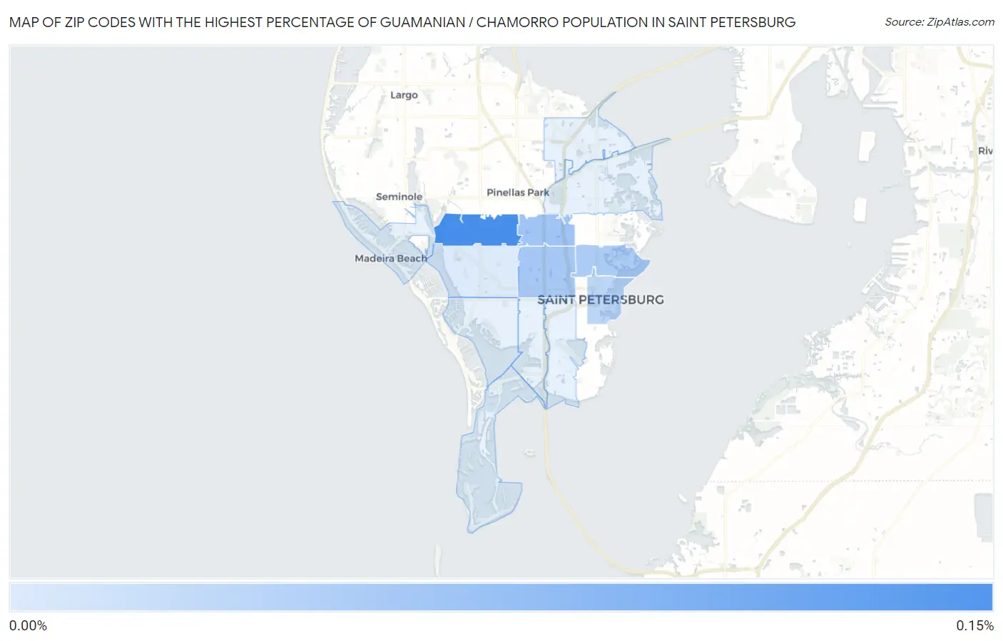 Zip Codes with the Highest Percentage of Guamanian / Chamorro Population in Saint Petersburg Map