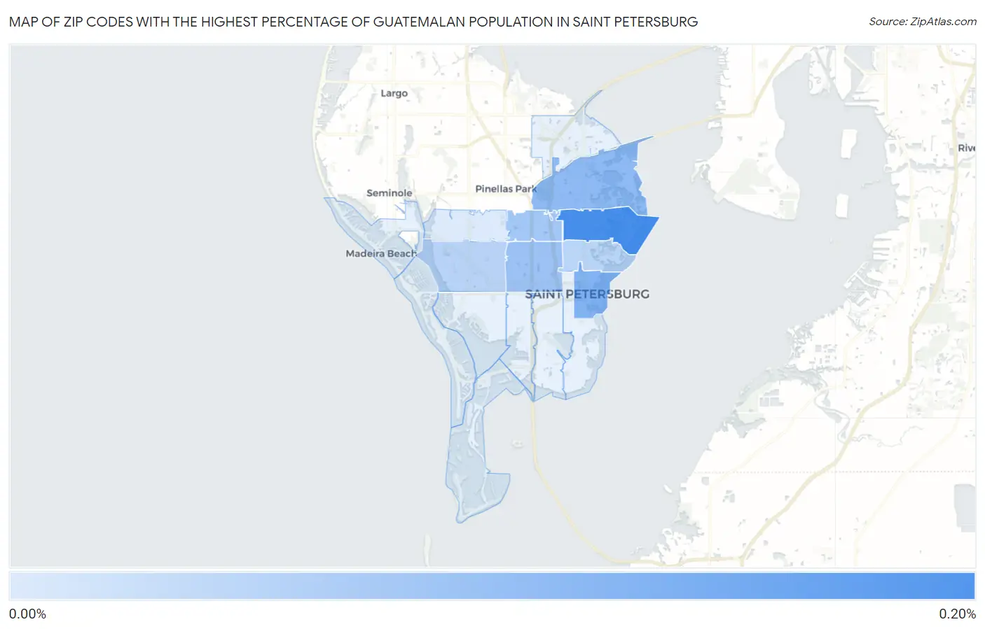 Zip Codes with the Highest Percentage of Guatemalan Population in Saint Petersburg Map