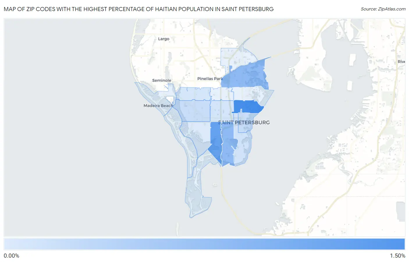 Zip Codes with the Highest Percentage of Haitian Population in Saint Petersburg Map