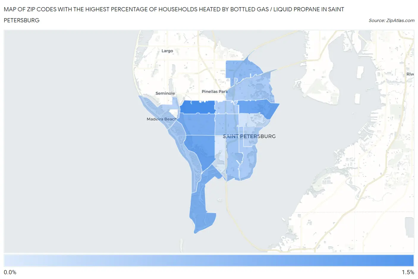 Zip Codes with the Highest Percentage of Households Heated by Bottled Gas / Liquid Propane in Saint Petersburg Map