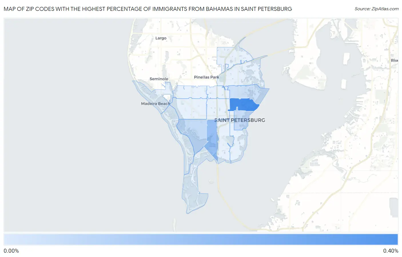 Zip Codes with the Highest Percentage of Immigrants from Bahamas in Saint Petersburg Map