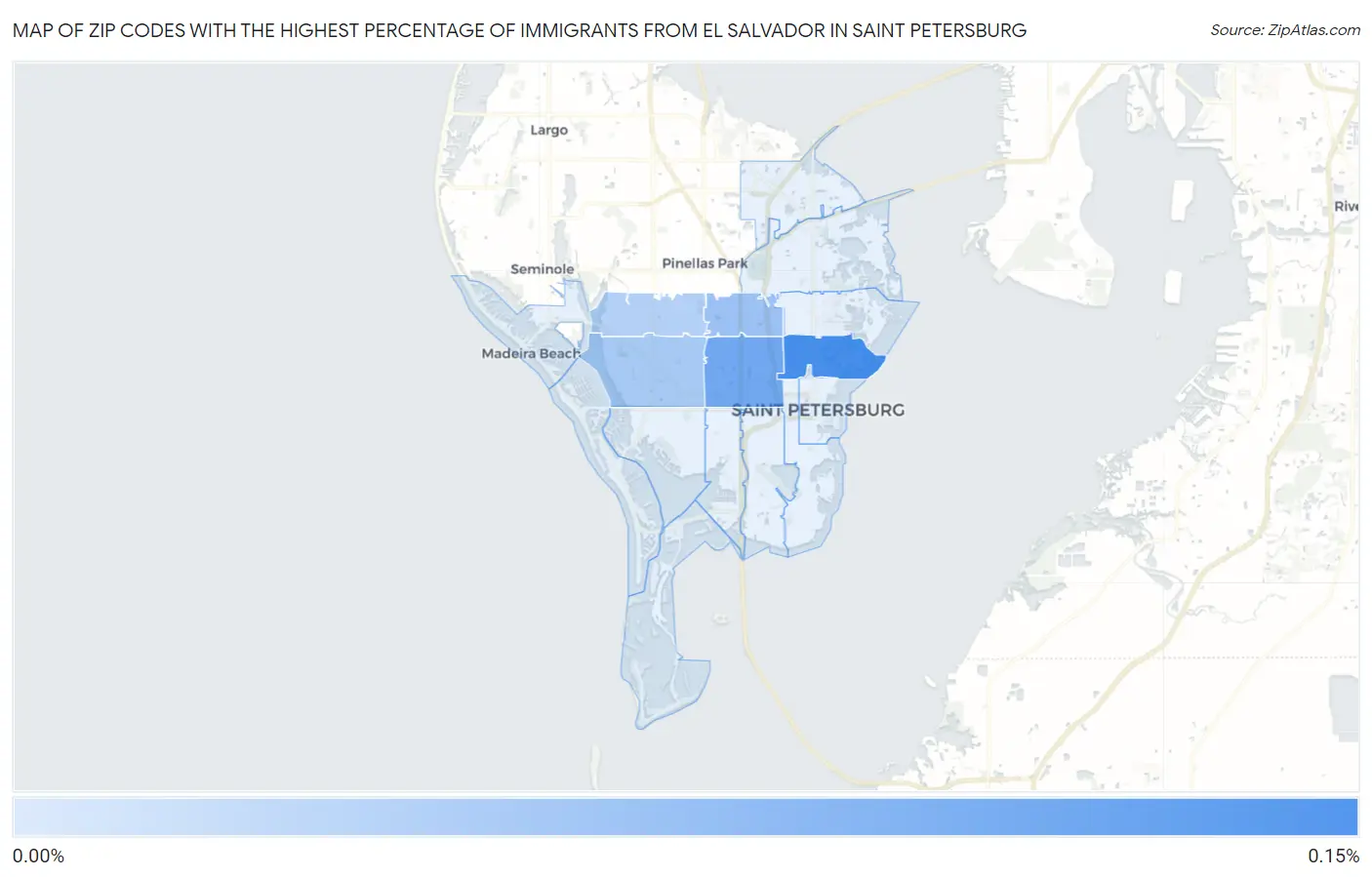 Zip Codes with the Highest Percentage of Immigrants from El Salvador in Saint Petersburg Map