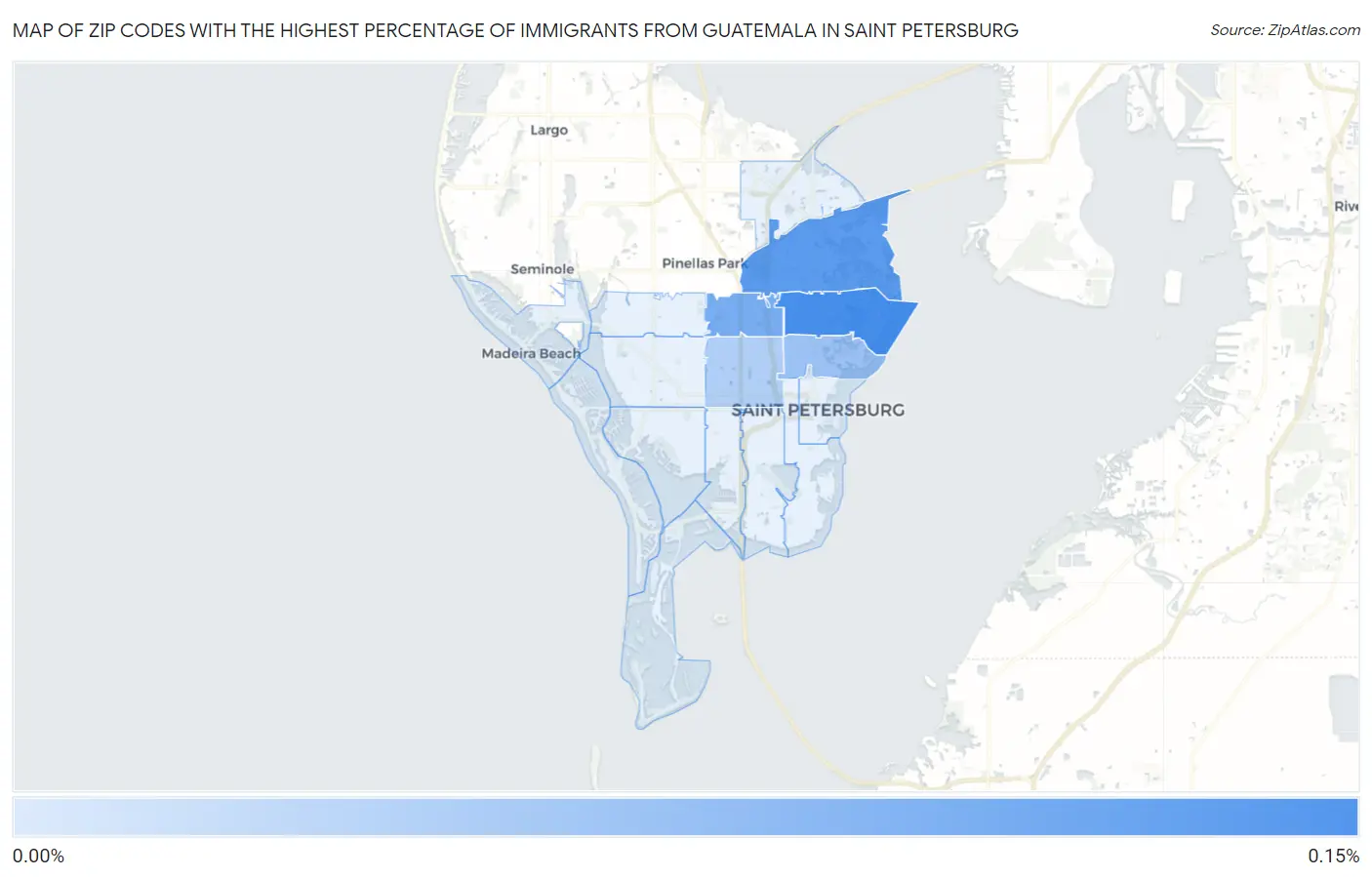 Zip Codes with the Highest Percentage of Immigrants from Guatemala in Saint Petersburg Map
