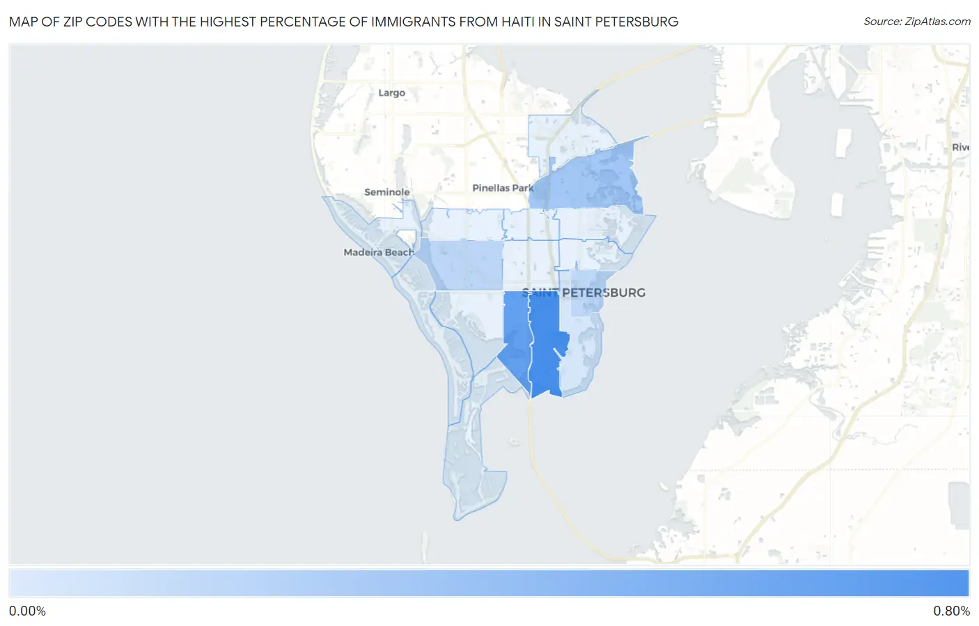 Zip Codes with the Highest Percentage of Immigrants from Haiti in Saint Petersburg Map