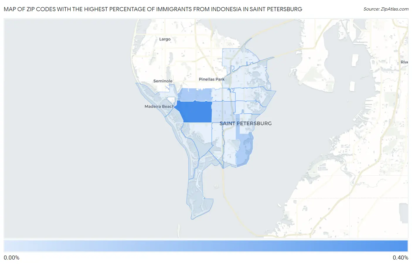 Zip Codes with the Highest Percentage of Immigrants from Indonesia in Saint Petersburg Map